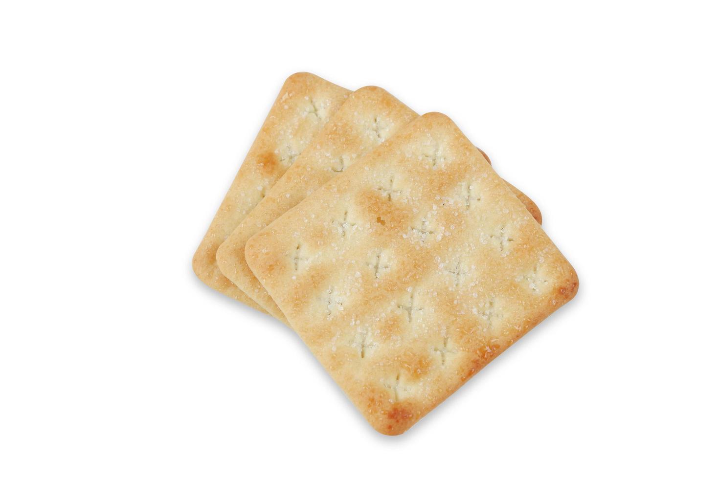 Crispy crackers with sugar isolated on white background photo