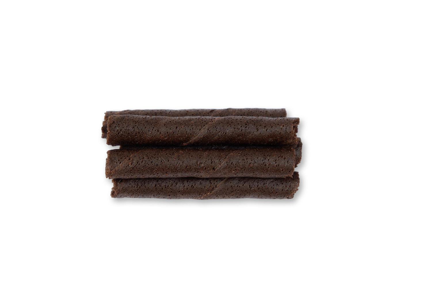 Chocolate wafer roll isolated on a white background photo