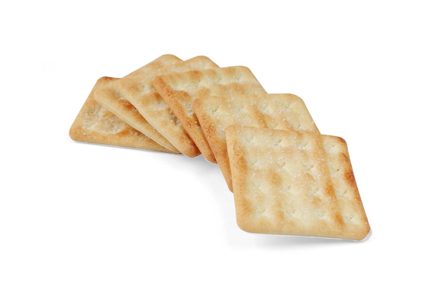 Crispy crackers with sugar isolated on white background photo