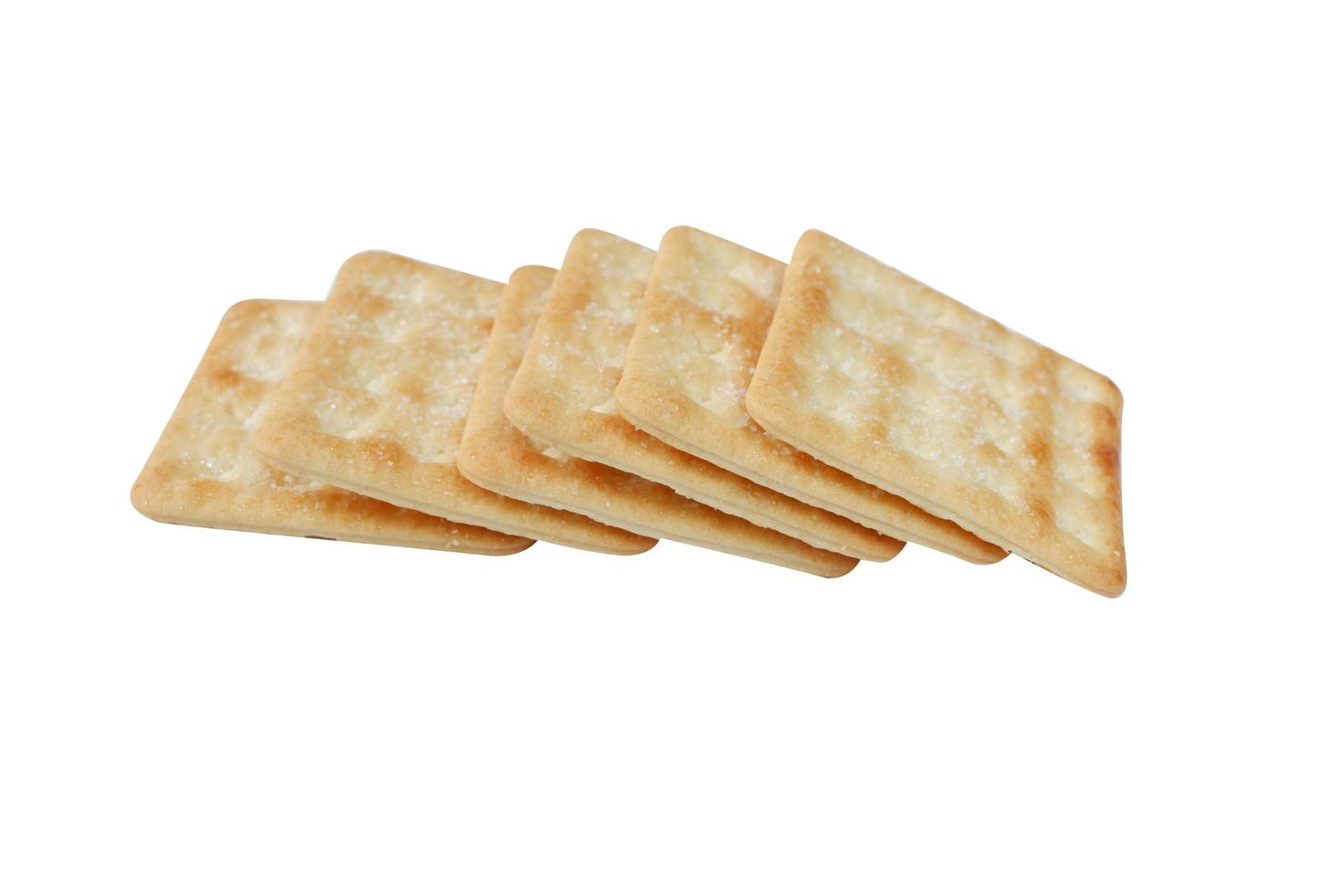 Crispy crackers with sugar isolated on white background photo