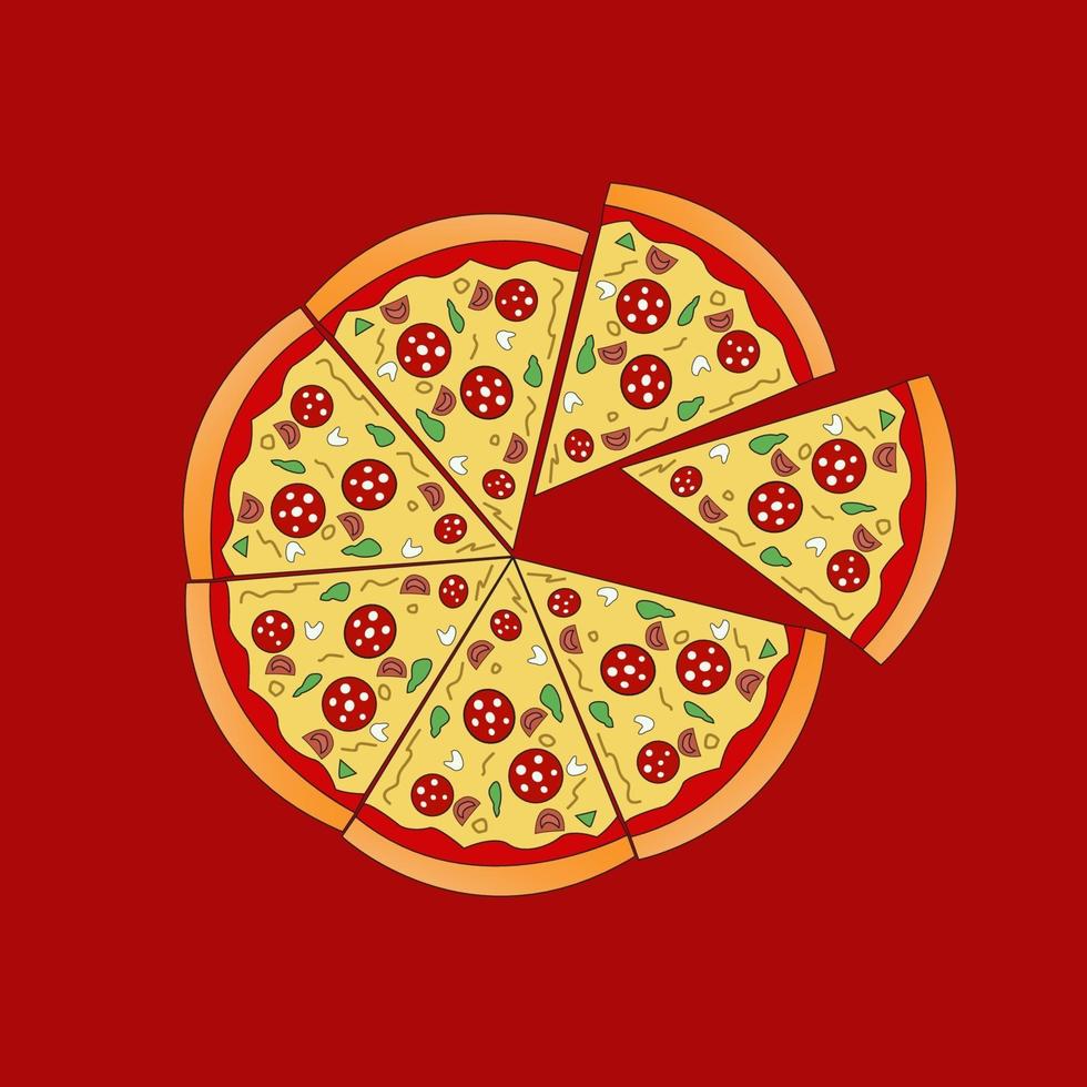 Ilustración vectorial gráfico de pan pizza pepperoni vector