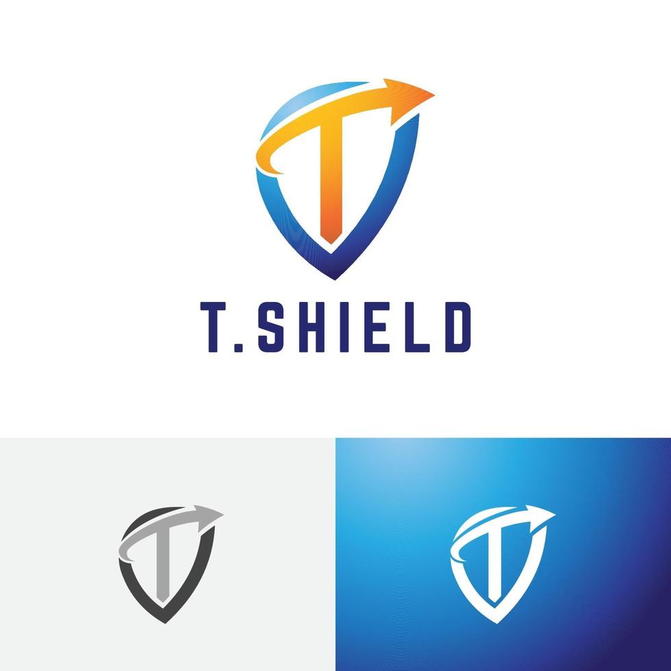 T Letter Arrow Shield Strong Safe Guard Protection Logo vector