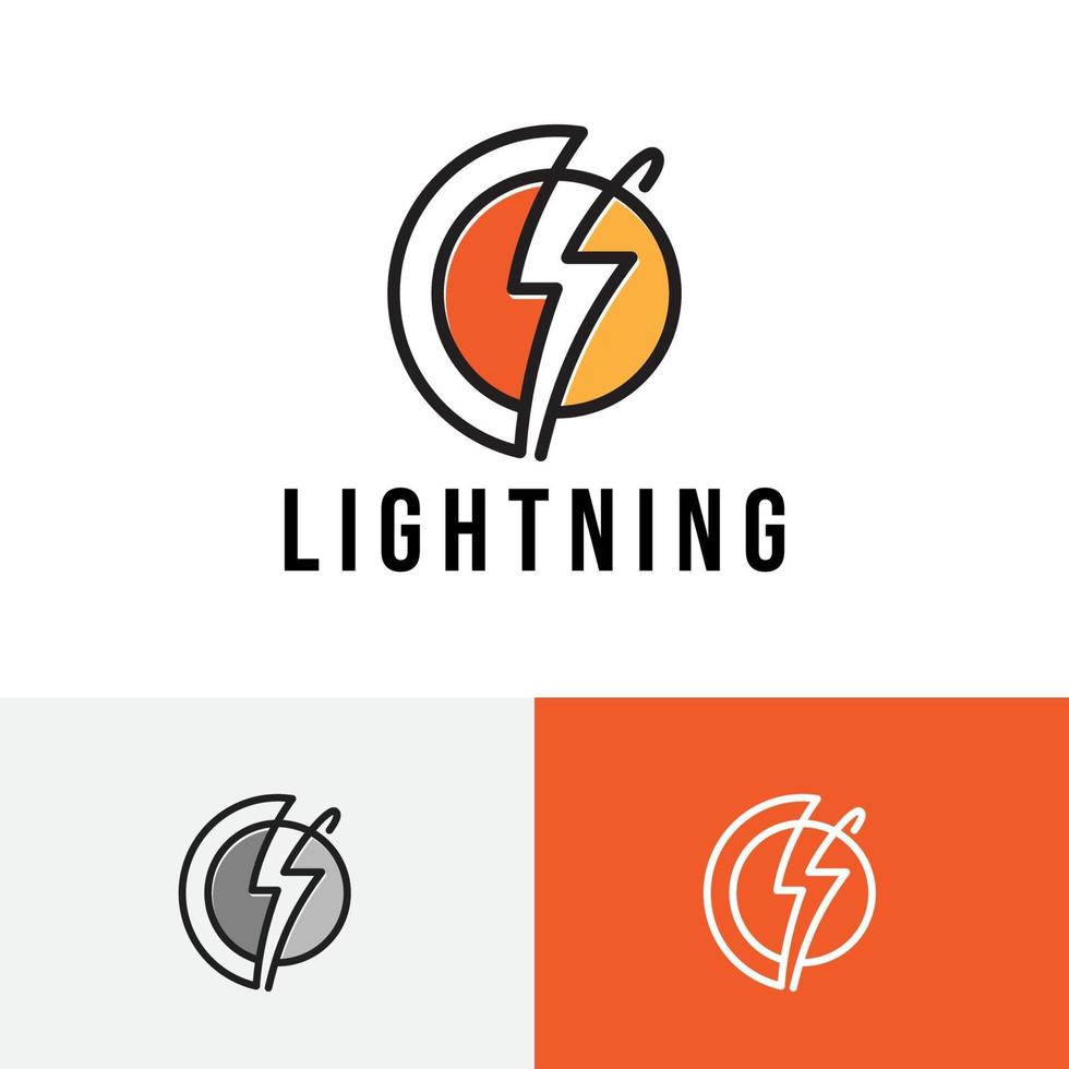 Lightning Thunderbolt Circle Line Power Energy Logo vector