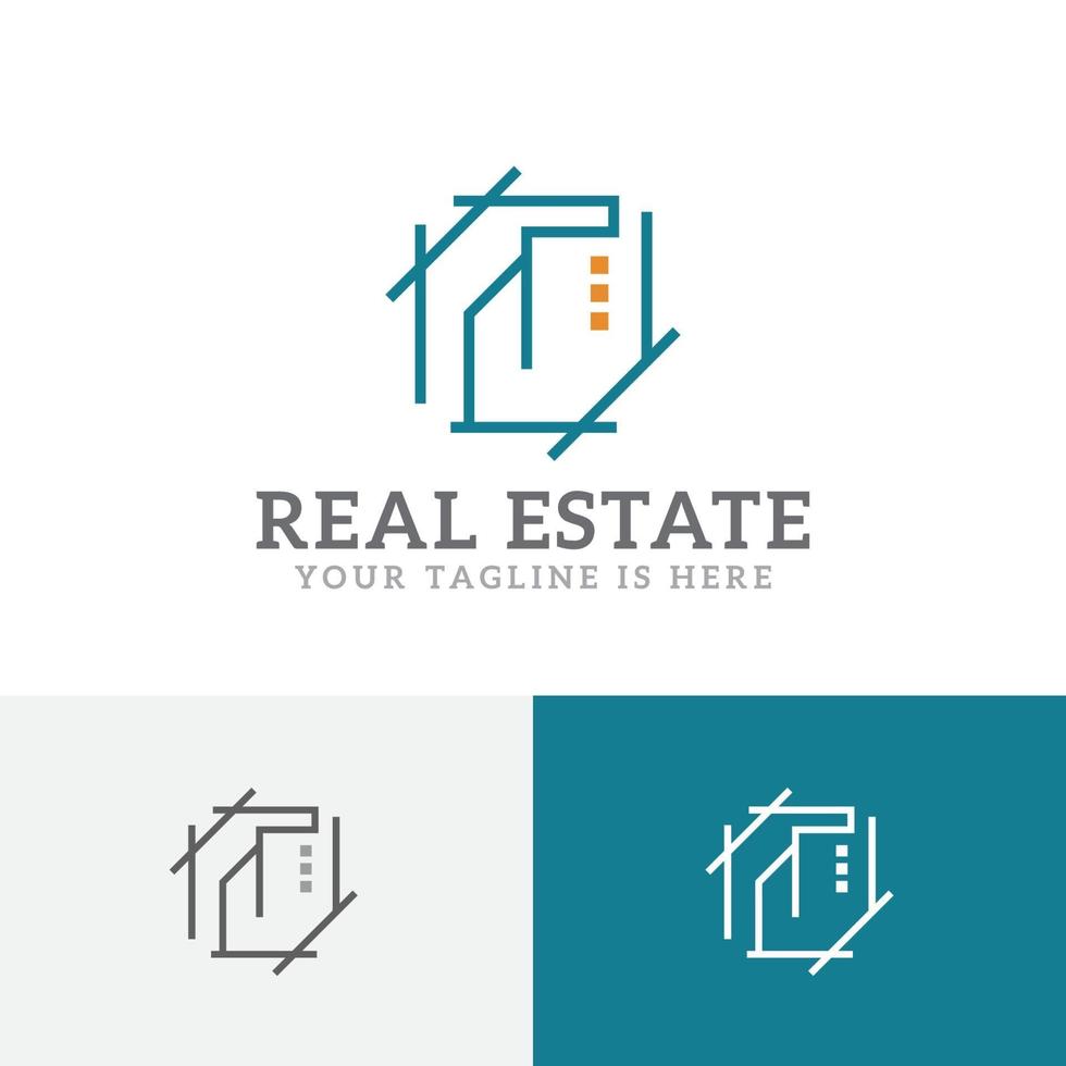 Building Design Simple Modern Real Estate Line Logo vector