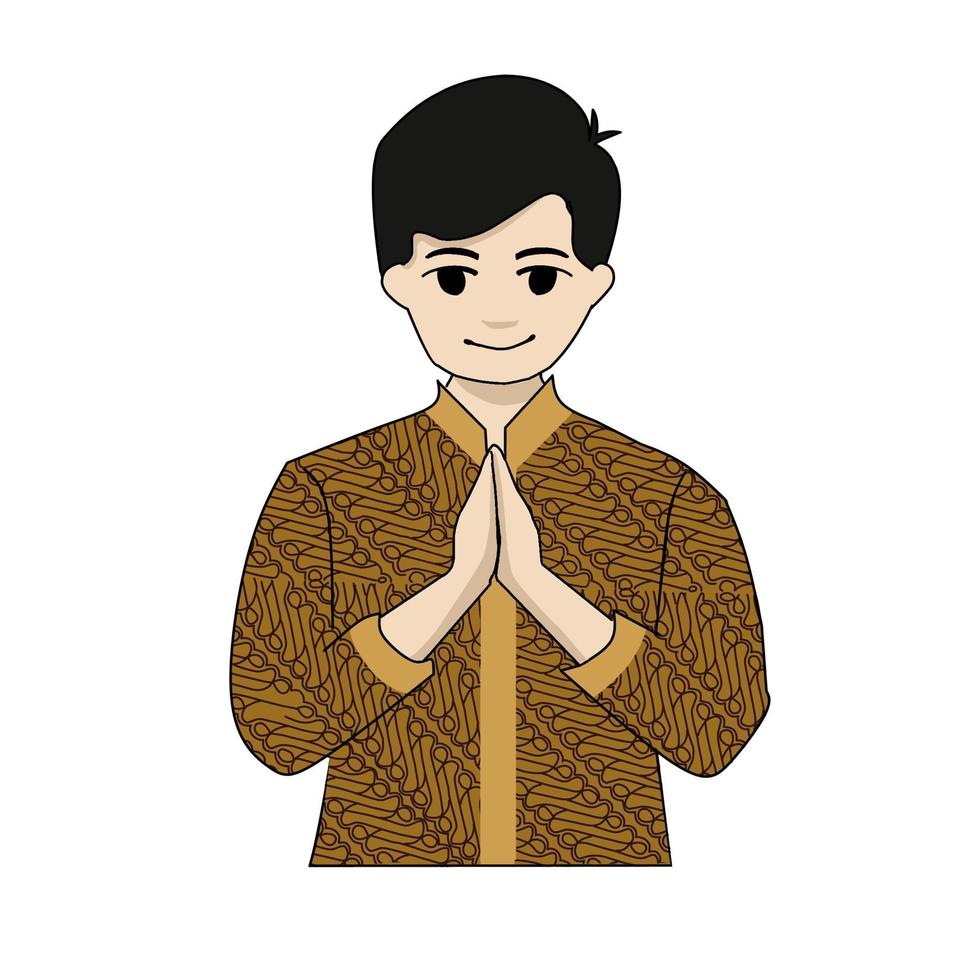 Man wearing Batik Shirt vector