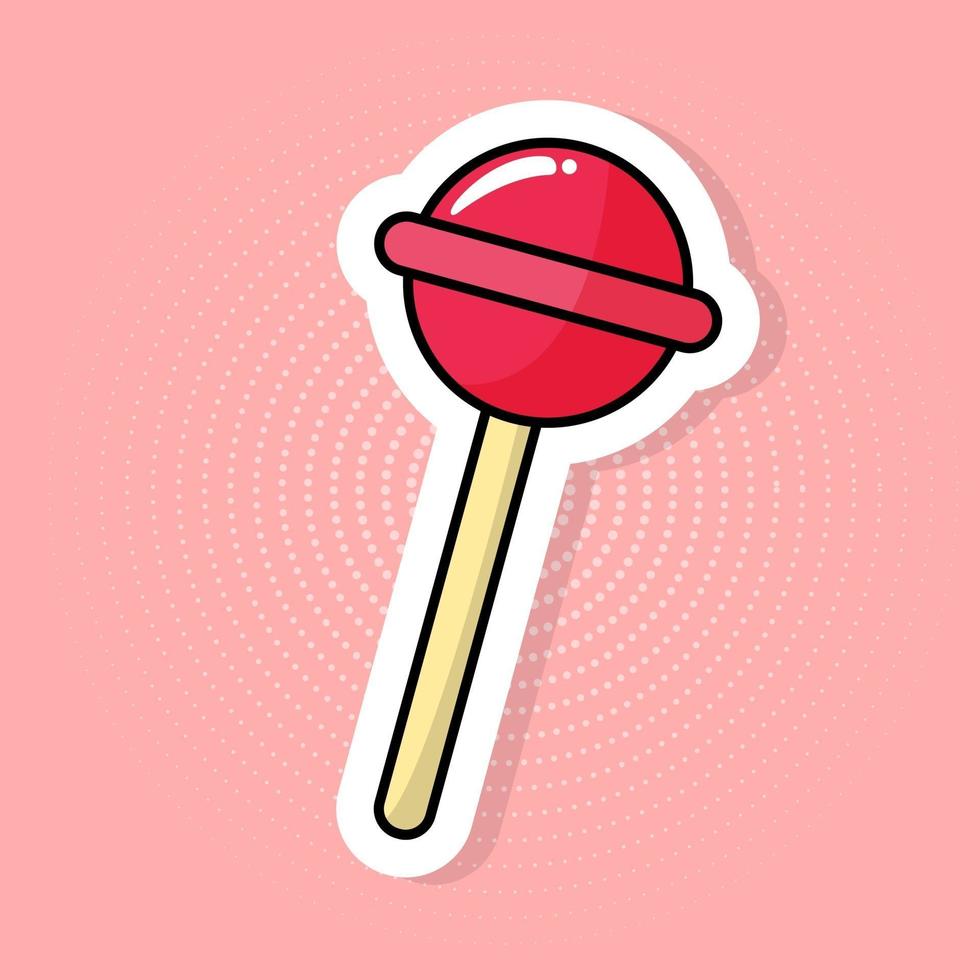 Lollipop sticker in trendy pop art style. vector