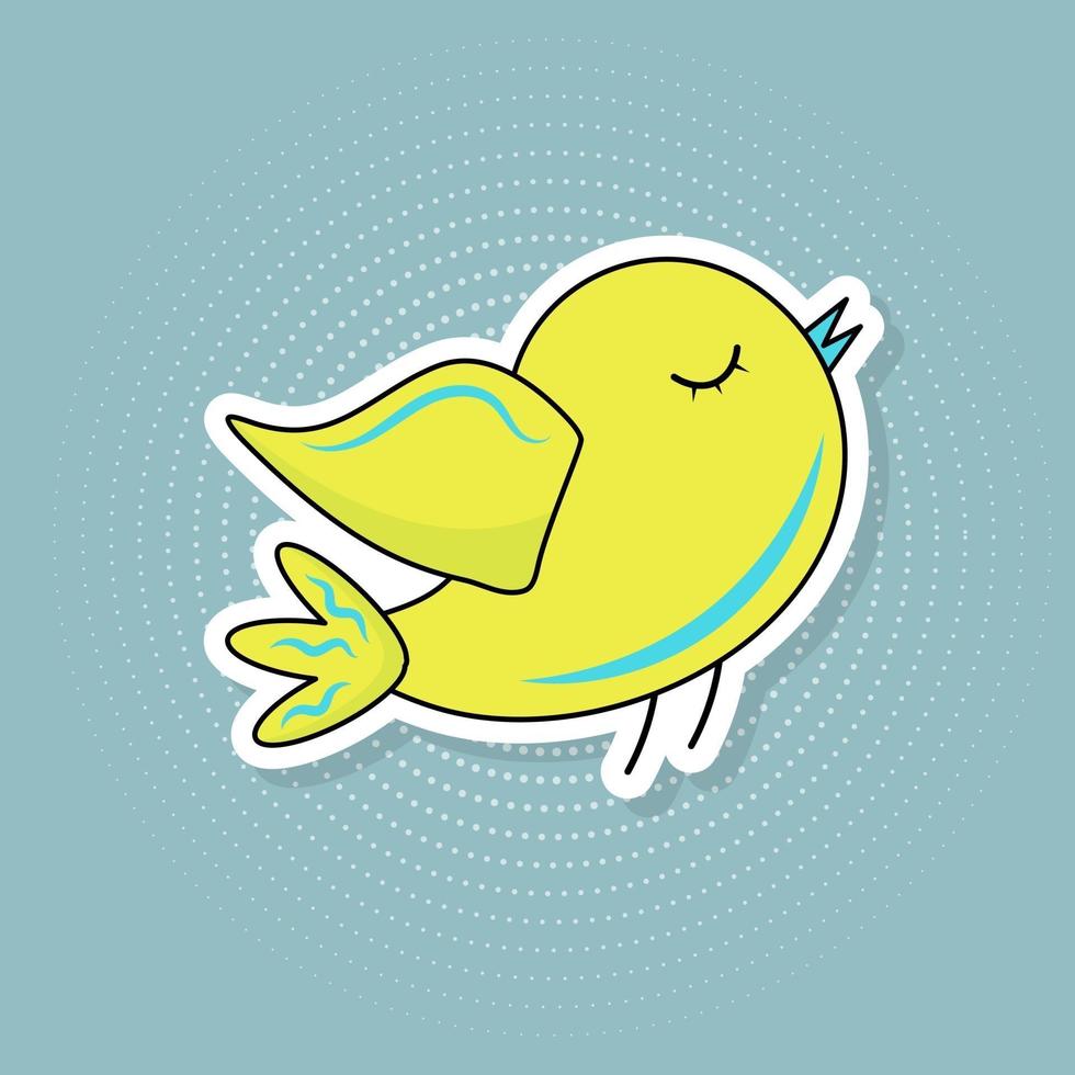 Cute bird sticker in pop art style. vector