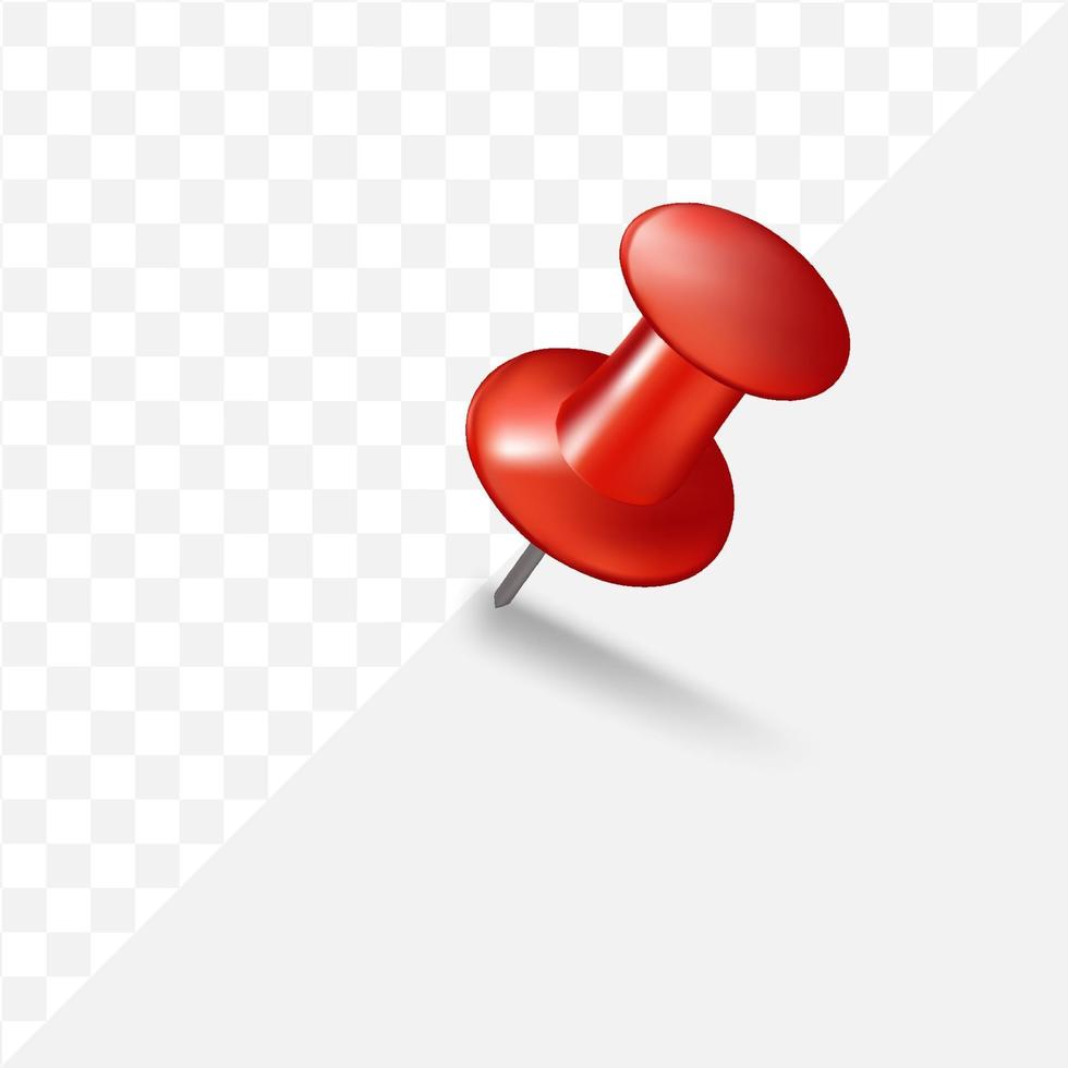 3d red push pin, vector illustration.