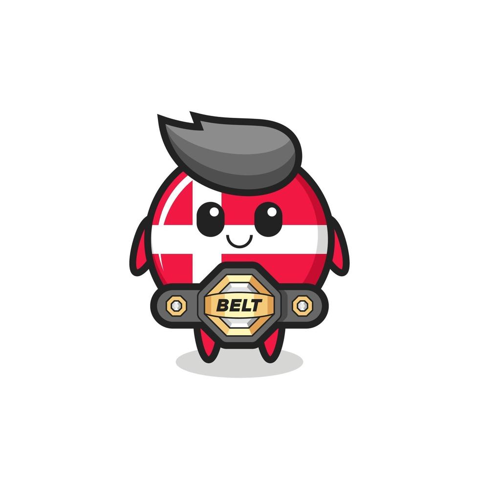 the MMA fighter denmark flag badge mascot with a belt vector