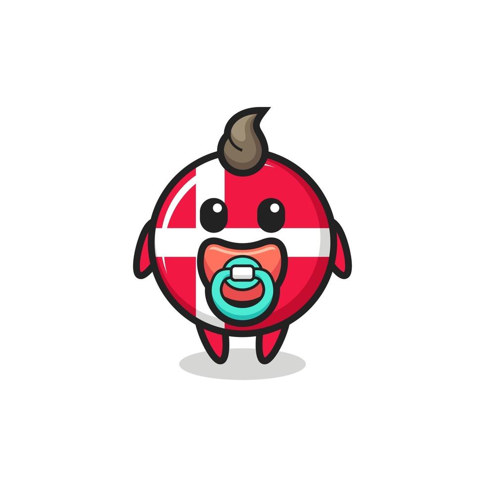 baby denmark flag badge cartoon character with pacifier vector