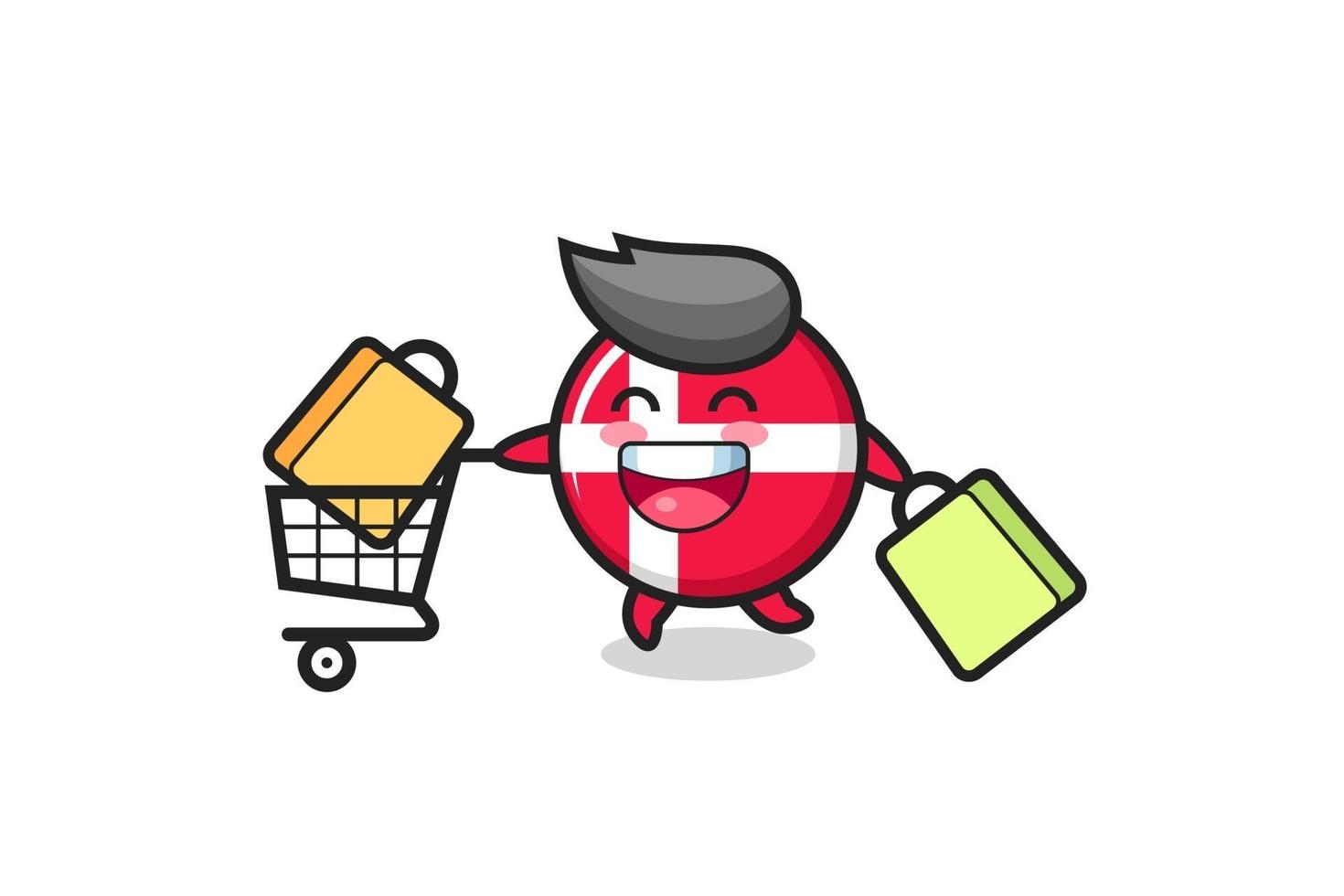 black Friday illustration with cute denmark flag badge mascot vector