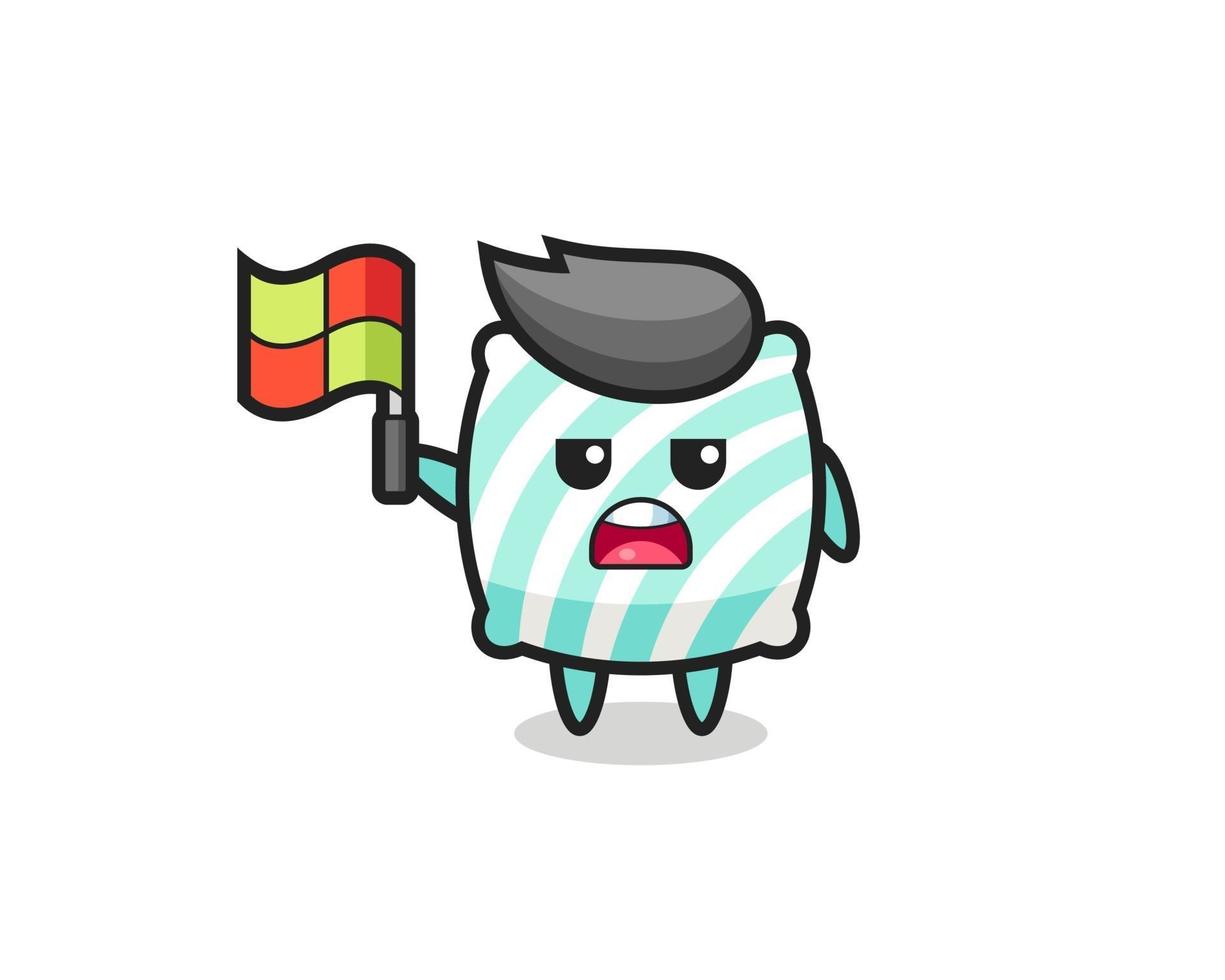 pillow character as line judge putting the flag up vector