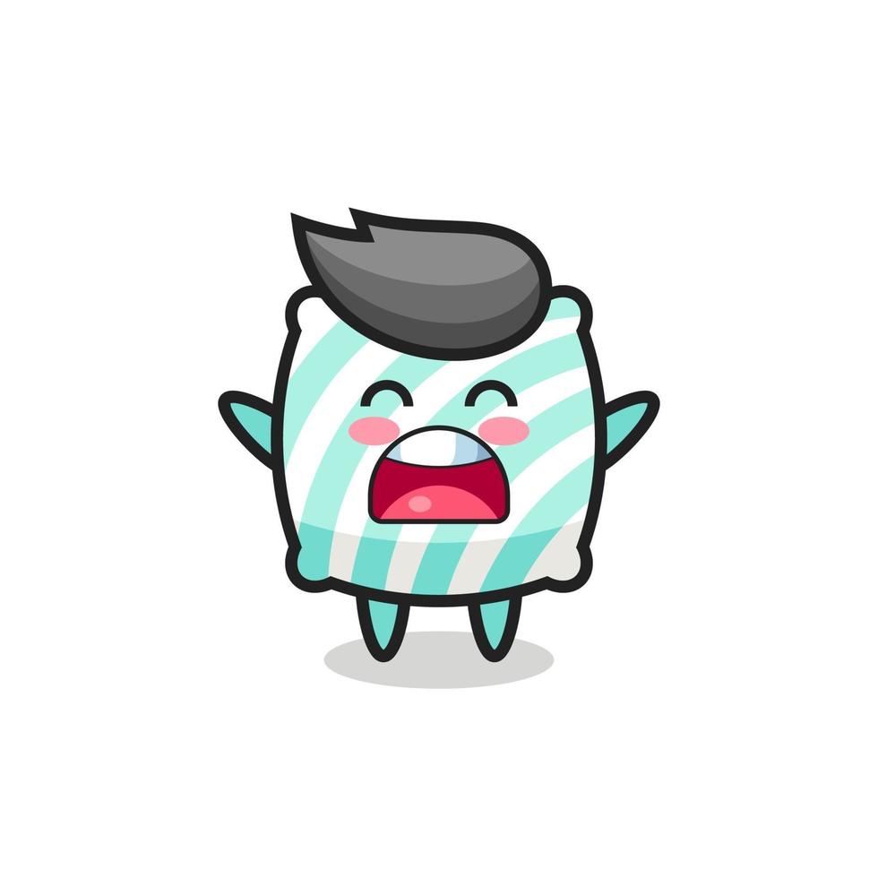 cute pillow mascot with a yawn expression vector