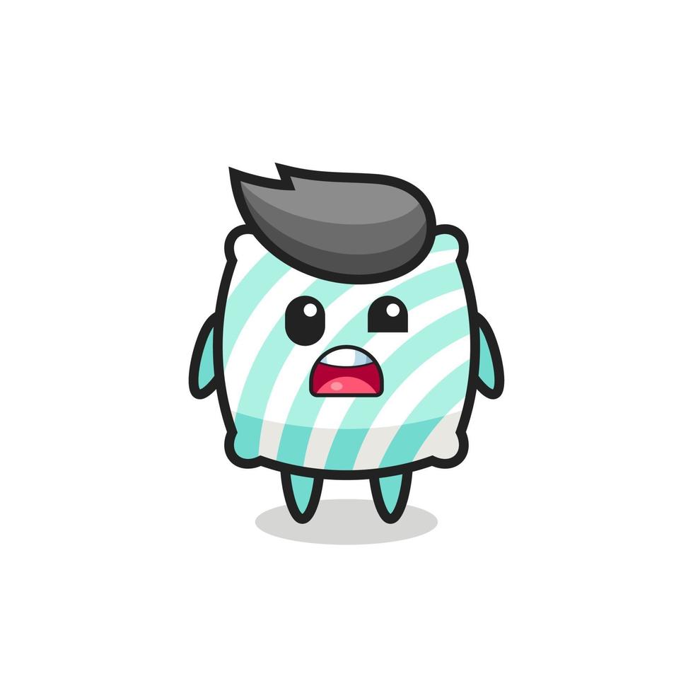 the shocked face of the cute pillow mascot vector