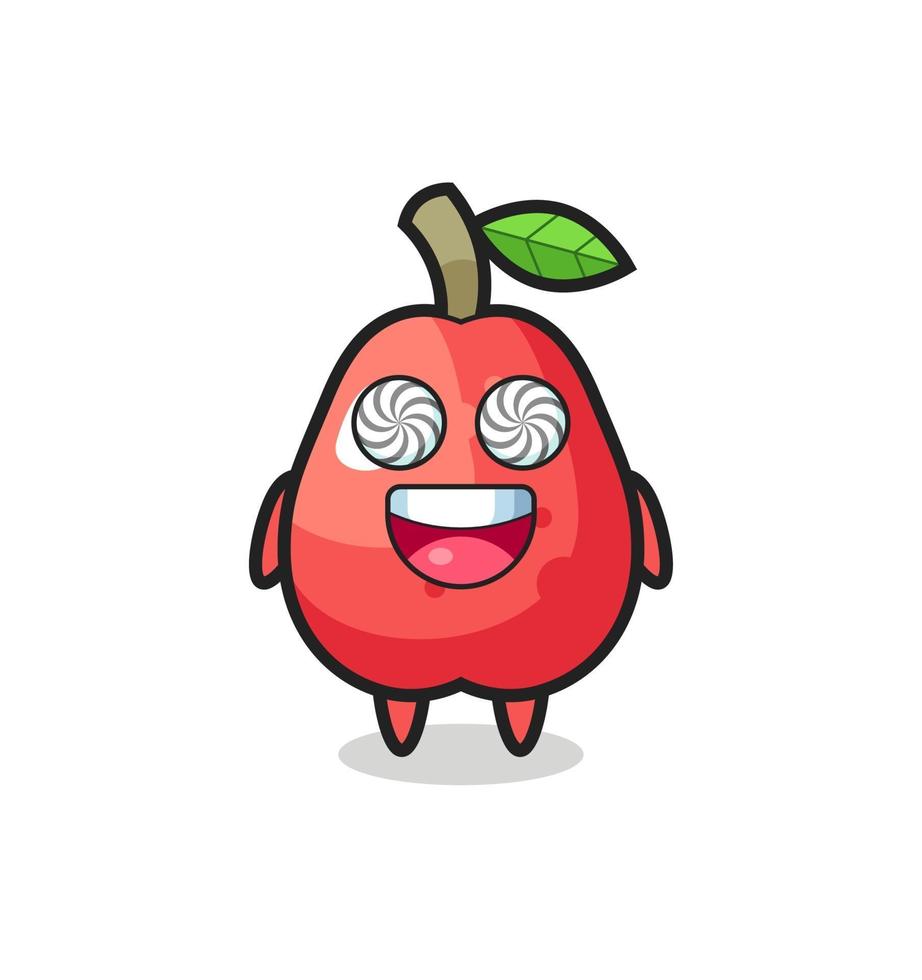 cute water apple character with hypnotized eyes vector