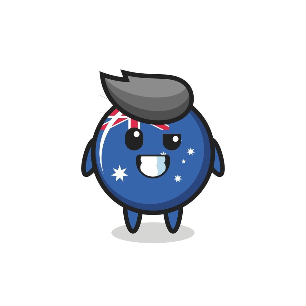 linda mascota de la insignia de la bandera de australia con una cara optimista vector