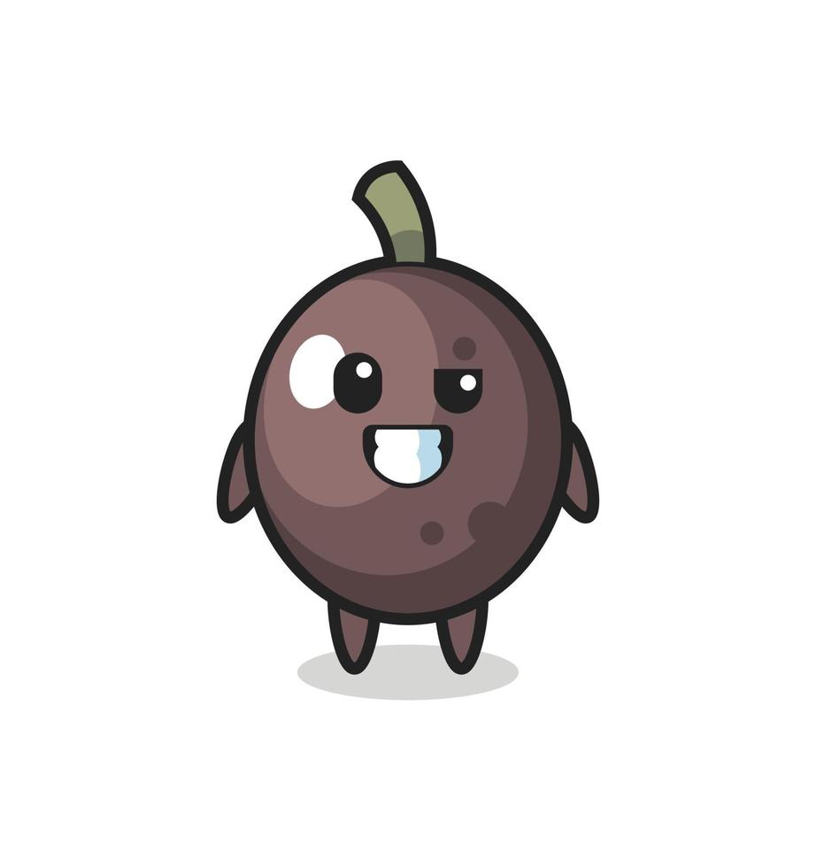 cute black olive mascot with an optimistic face vector