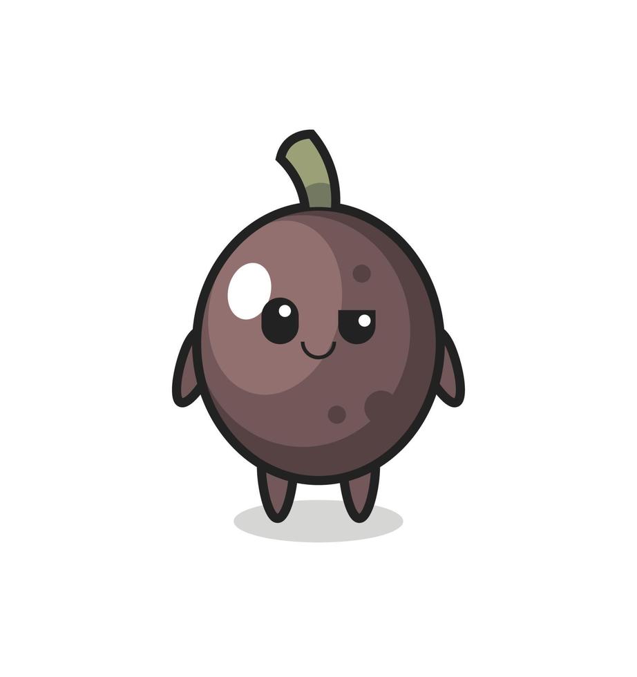 black olive cartoon with an arrogant expression vector