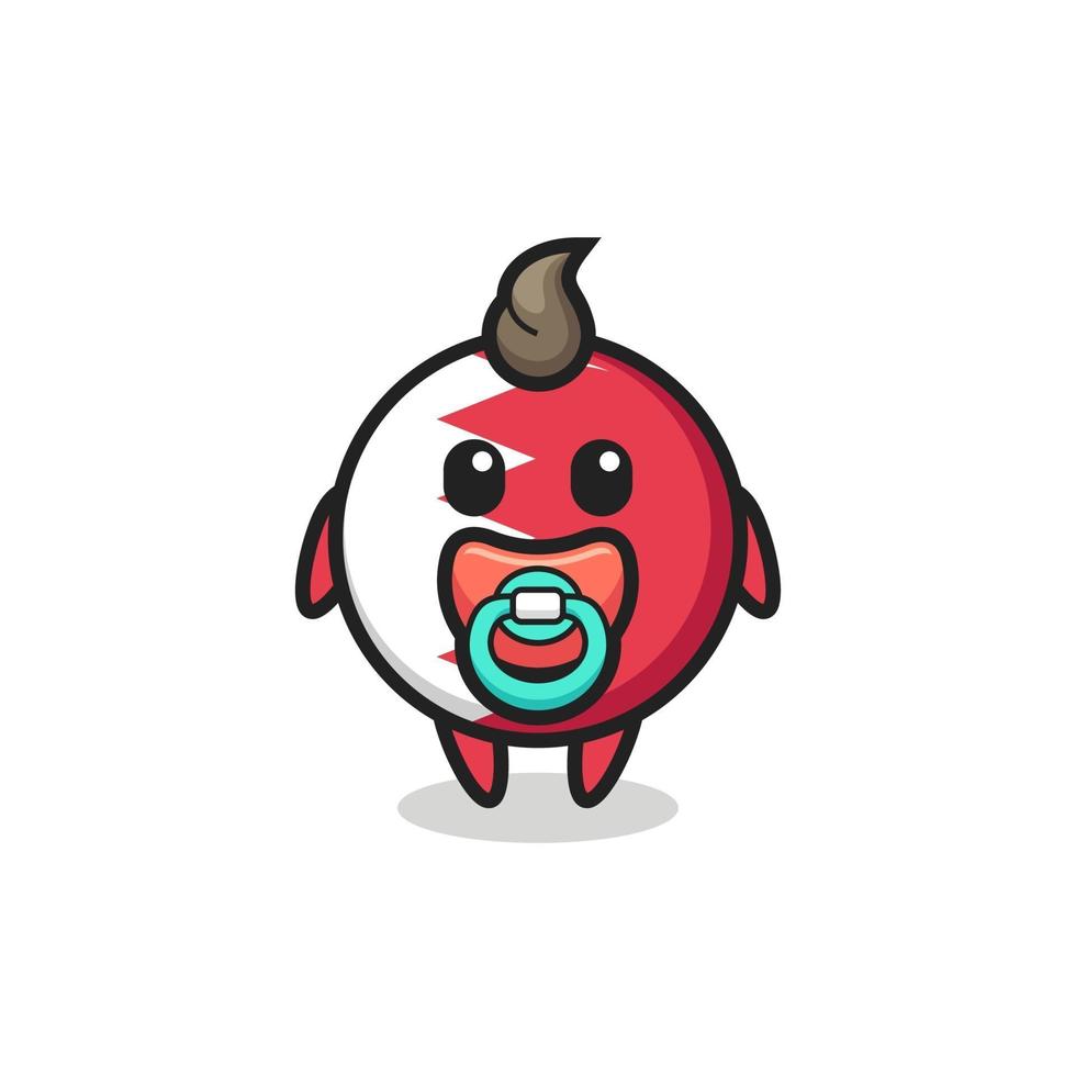 baby bahrain flag badge cartoon character with pacifier vector