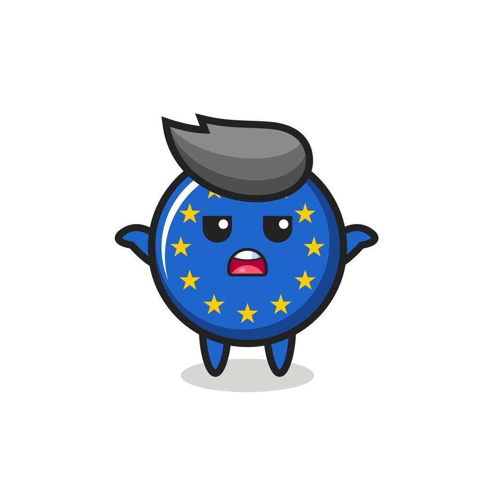 europe flag badge mascot character saying I do not know vector