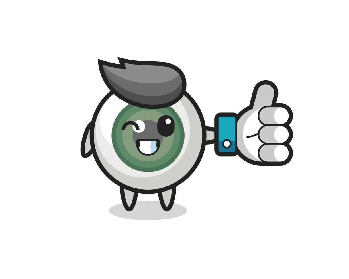 cute eyeball with social media thumbs up symbol vector