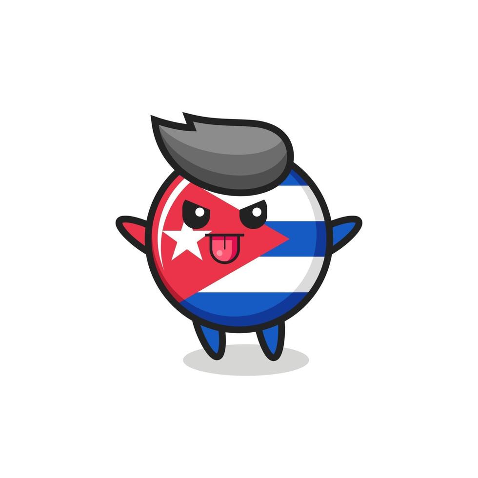 naughty cuba flag badge character in mocking pose vector