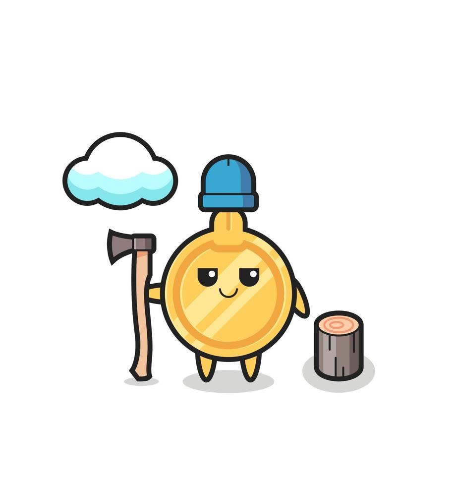 Character cartoon of key as a woodcutter vector