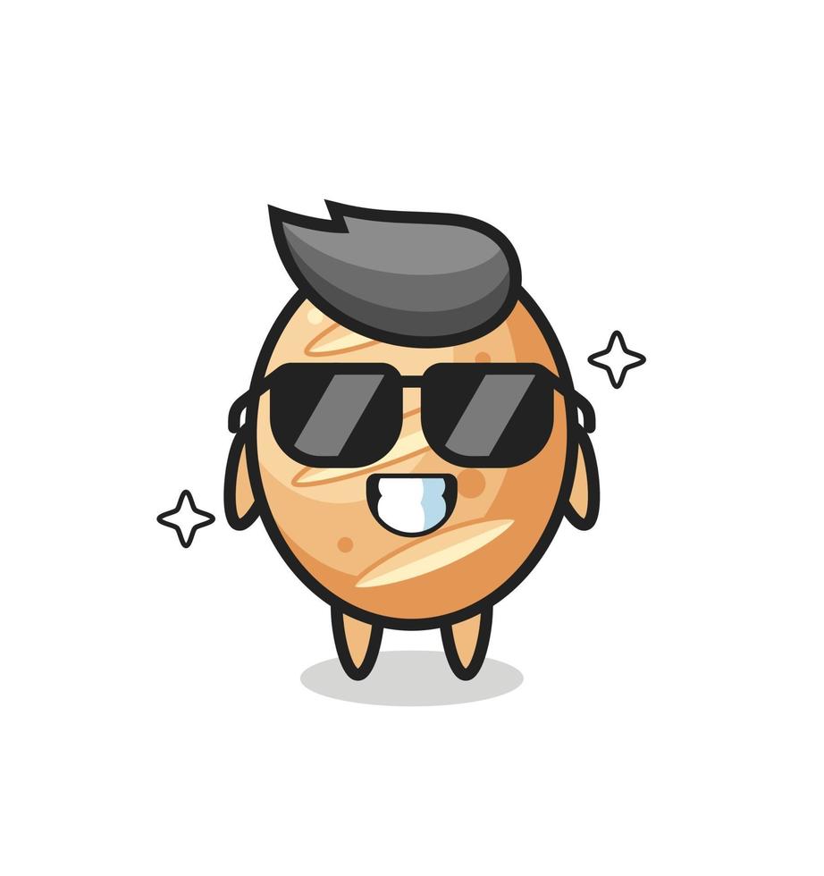 Cartoon mascot of french bread with cool gesture vector