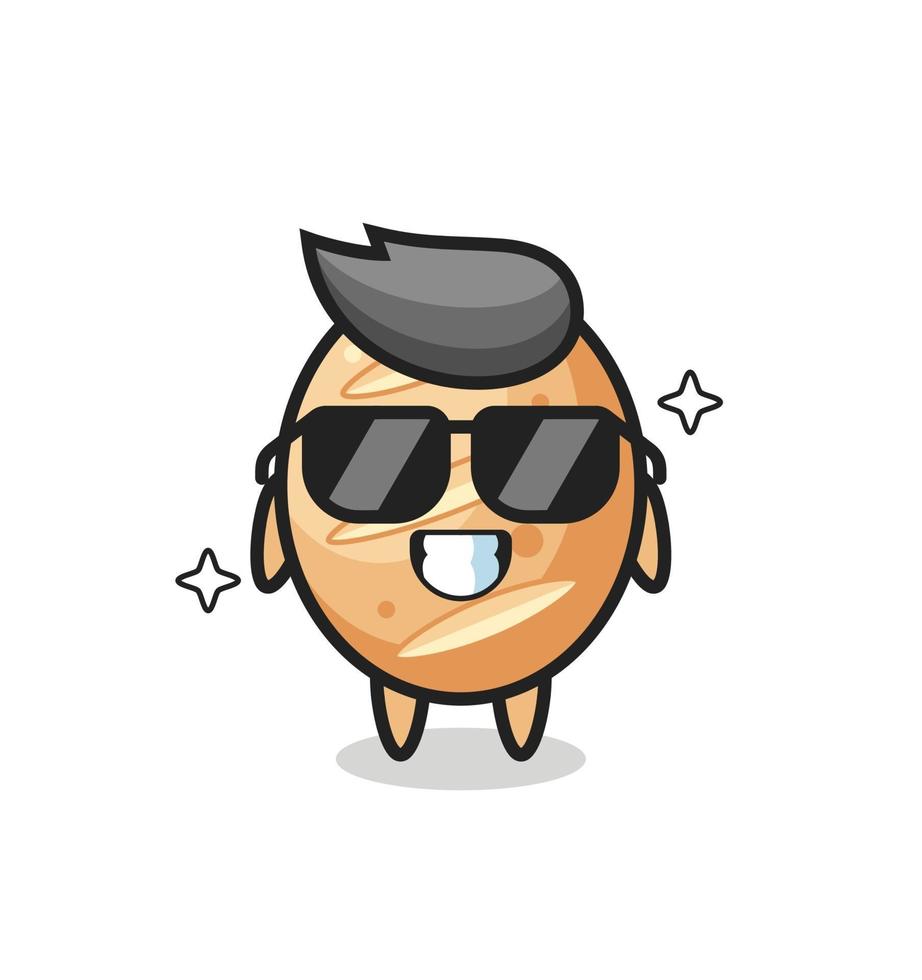 Cartoon mascot of french bread with cool gesture vector