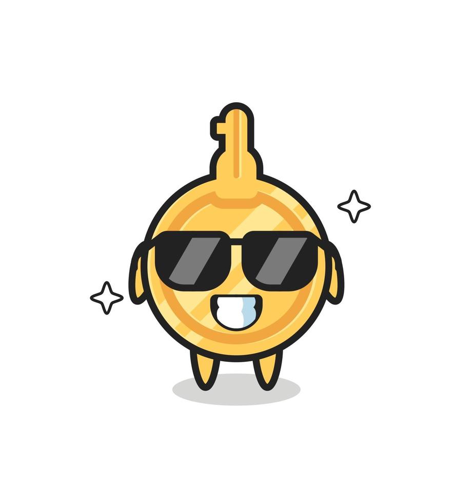 Cartoon mascot of key with cool gesture vector
