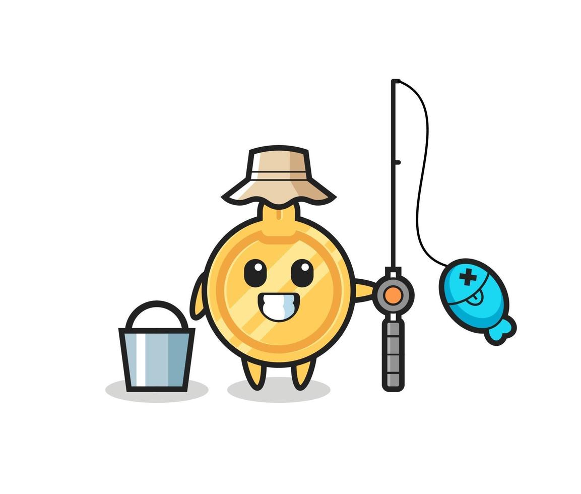 Mascot character of key as a fisherman vector
