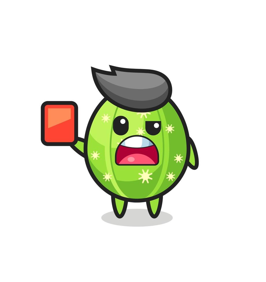 cactus cute mascot as referee giving a red card vector