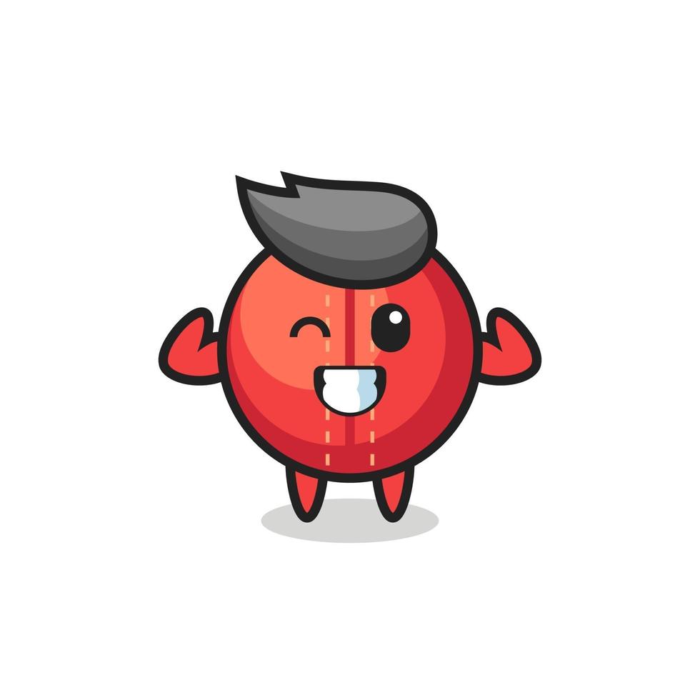 the muscular cricket ball character is posing showing his muscles vector