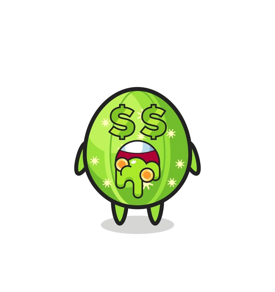 personaje de cactus con una expresión de locura por el dinero. vector