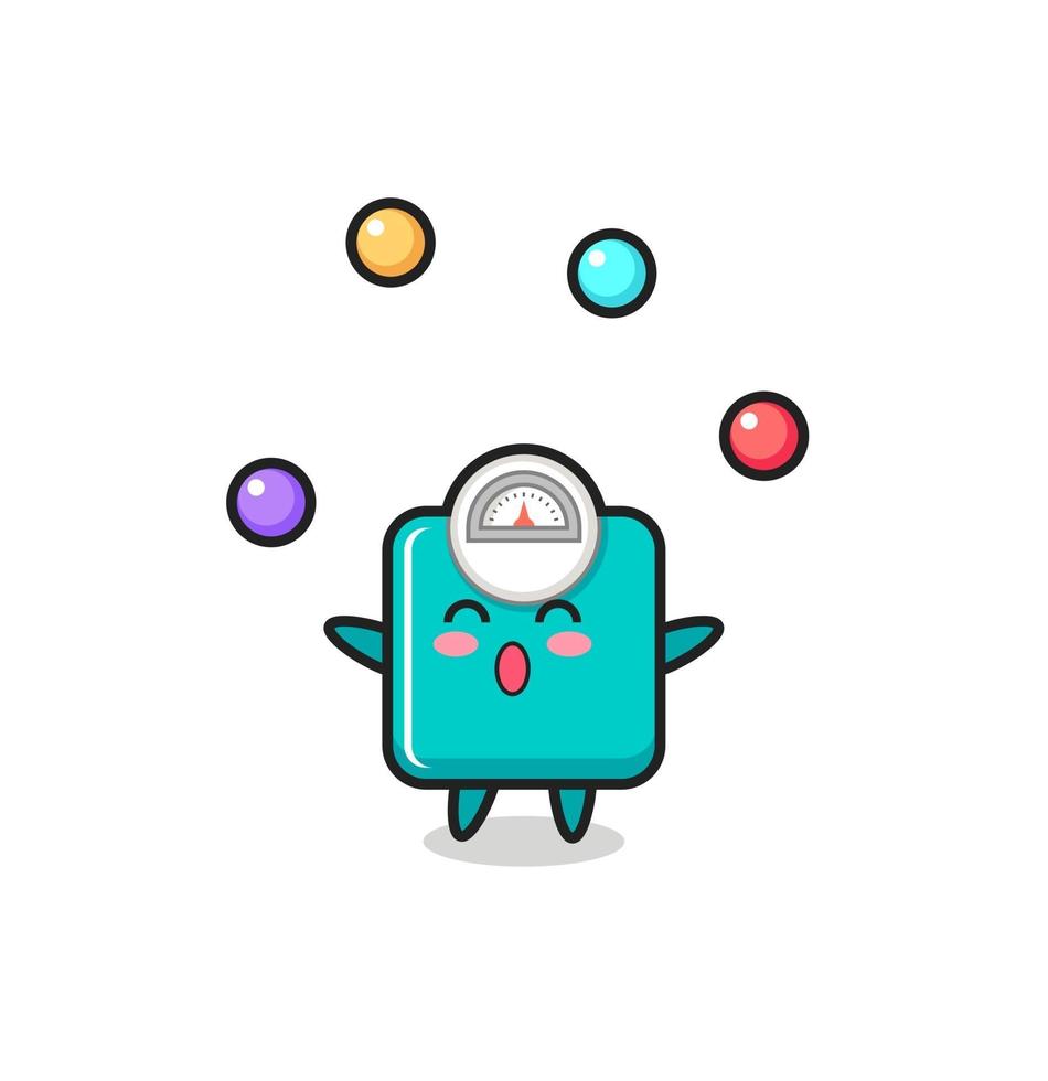 the weight scale circus cartoon juggling a ball vector