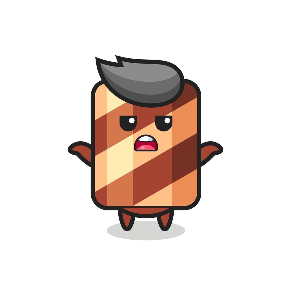 wafer roll mascot character saying I do not know vector