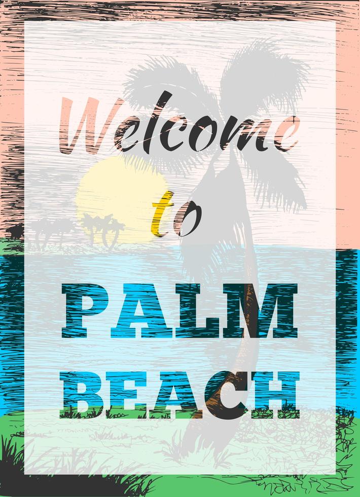 Tropical summer palm poster vector