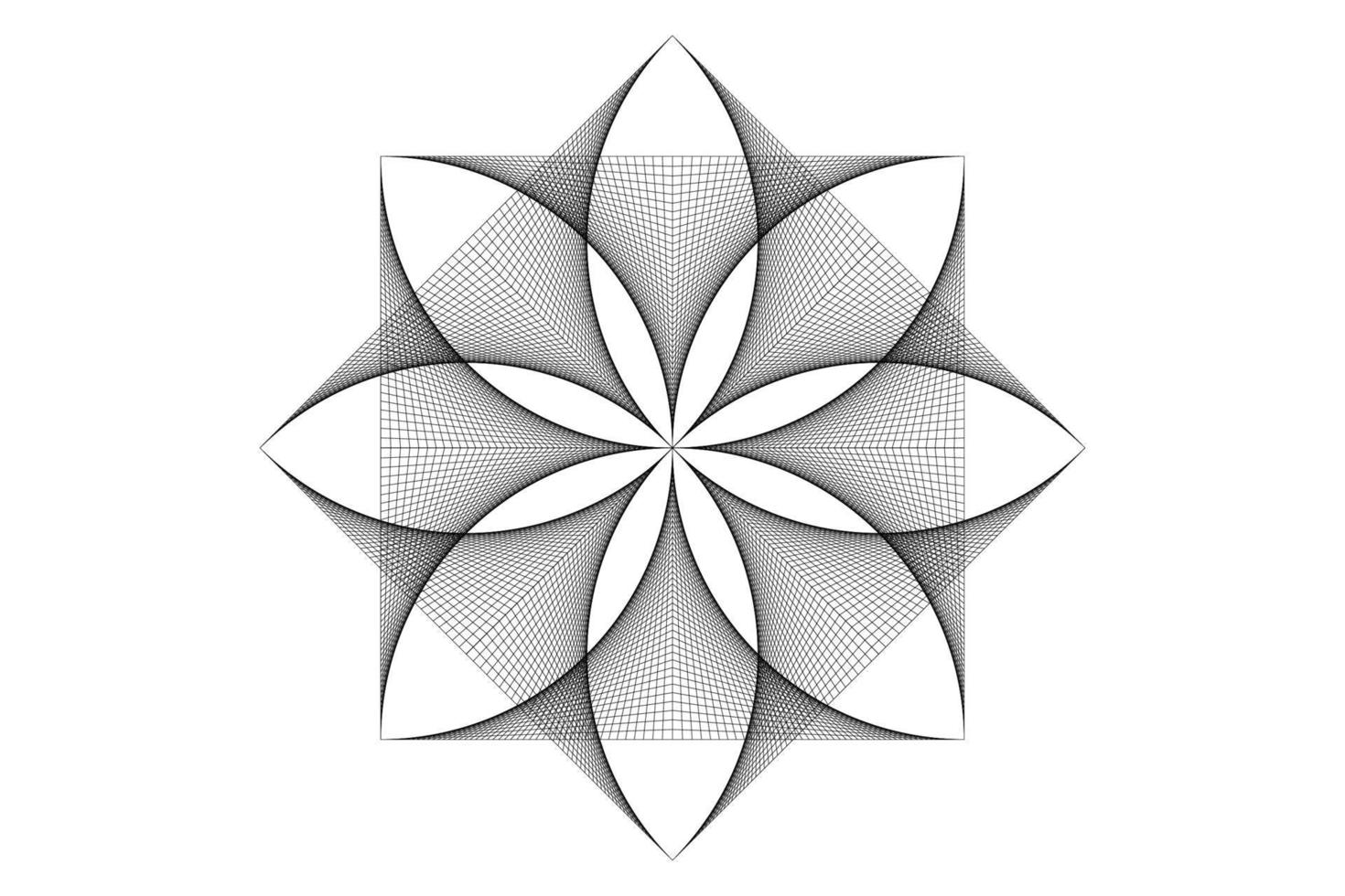 lotus flower mandala, thread art, symbol Sacred Geometry. Logo icon, vector