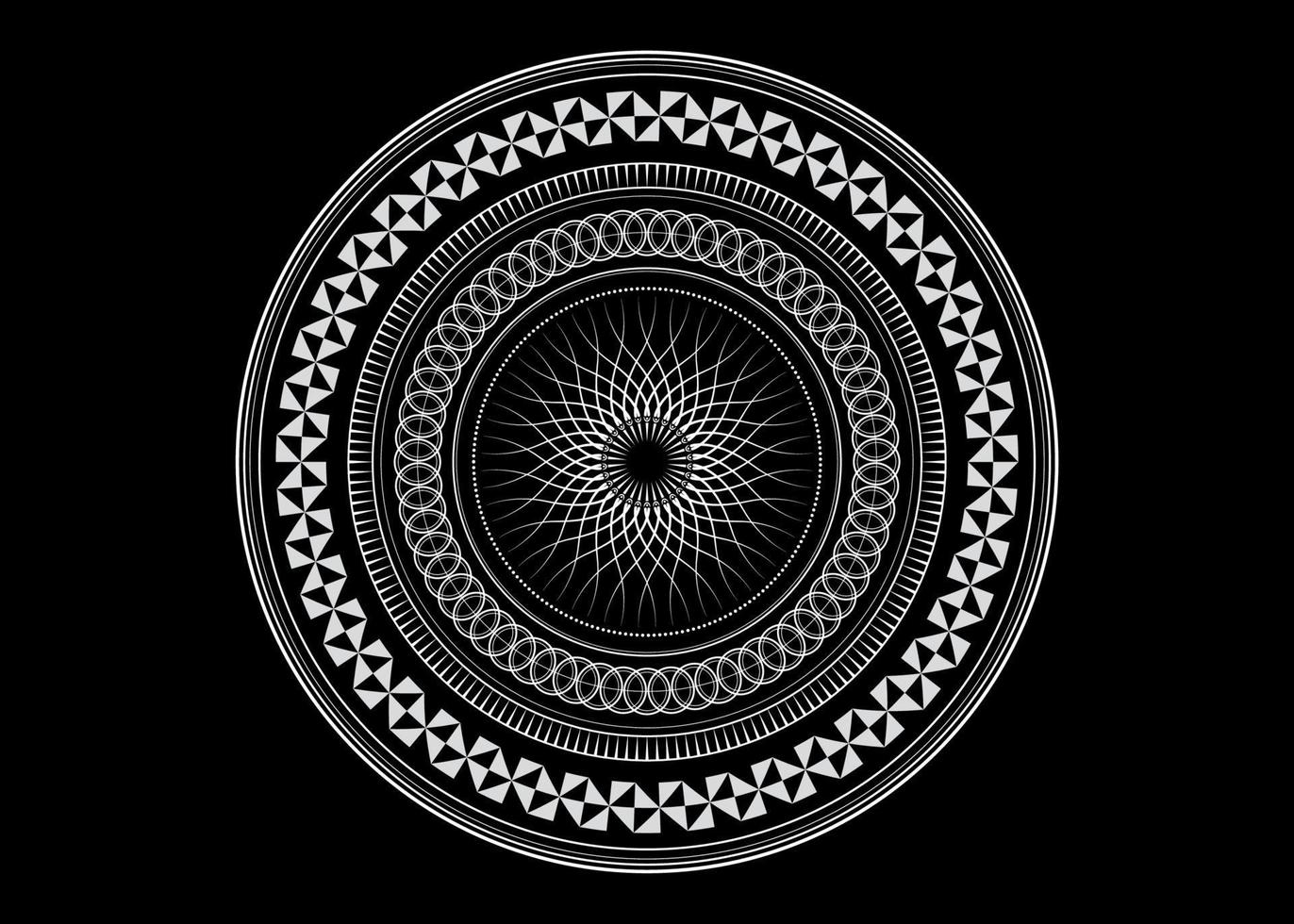 Mandala Sacred Geometry symbol elements white line art vector