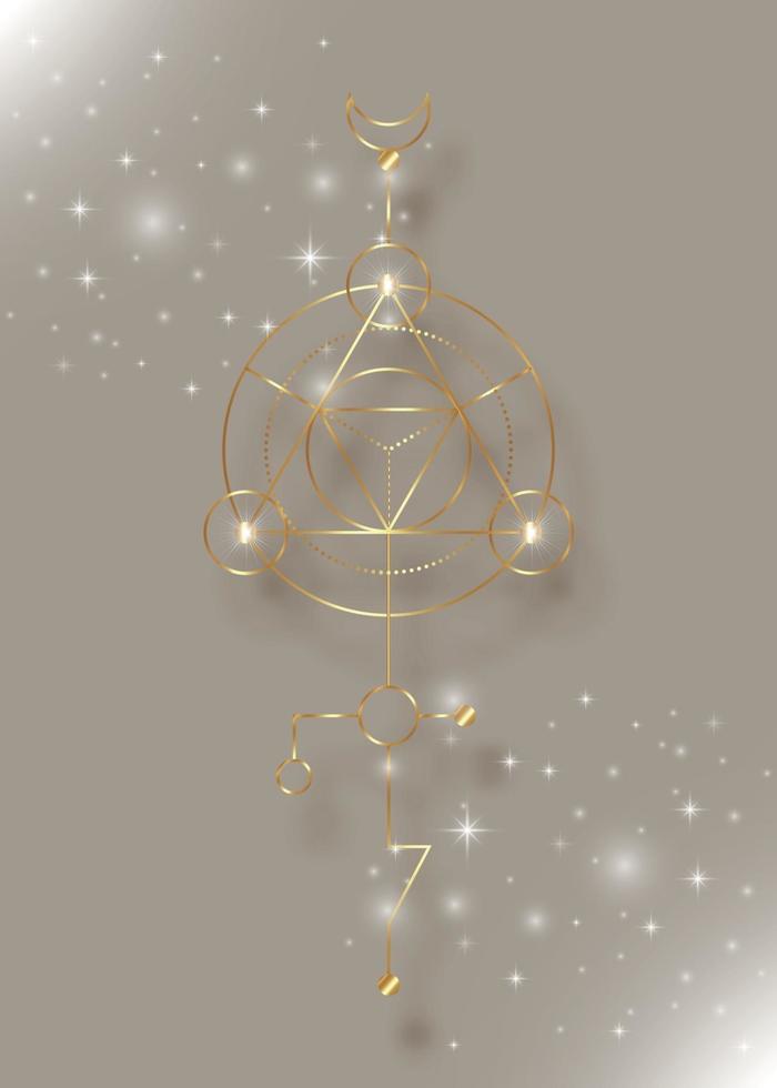 Sacred geometry abstract mystic signs. Merkaba spiritual symbols vector