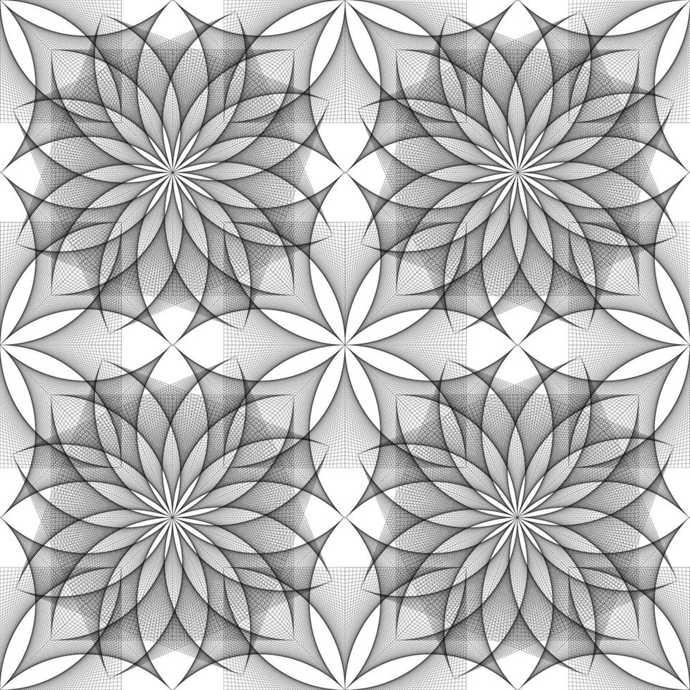 Seamless Flower of Life symbol, square template, geometric wireframe vector