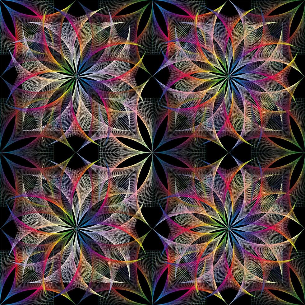 símbolo colorido transparente de la flor de la vida, plantilla cuadrada, espectro vector