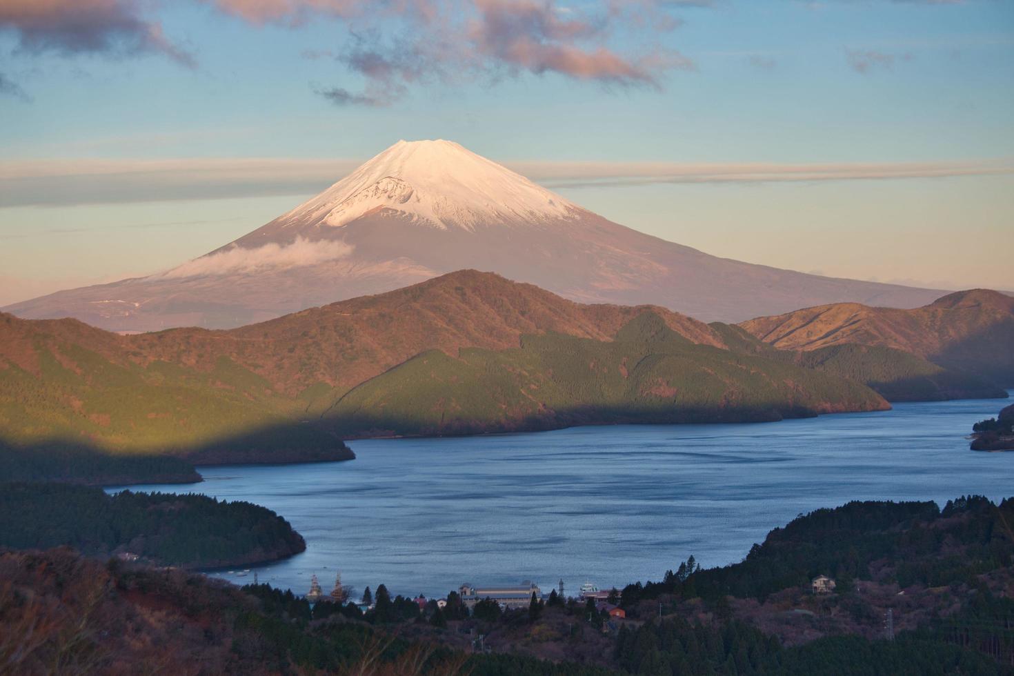 View of Mount Fuji from Yamanakako panoramic viewing platform photo
