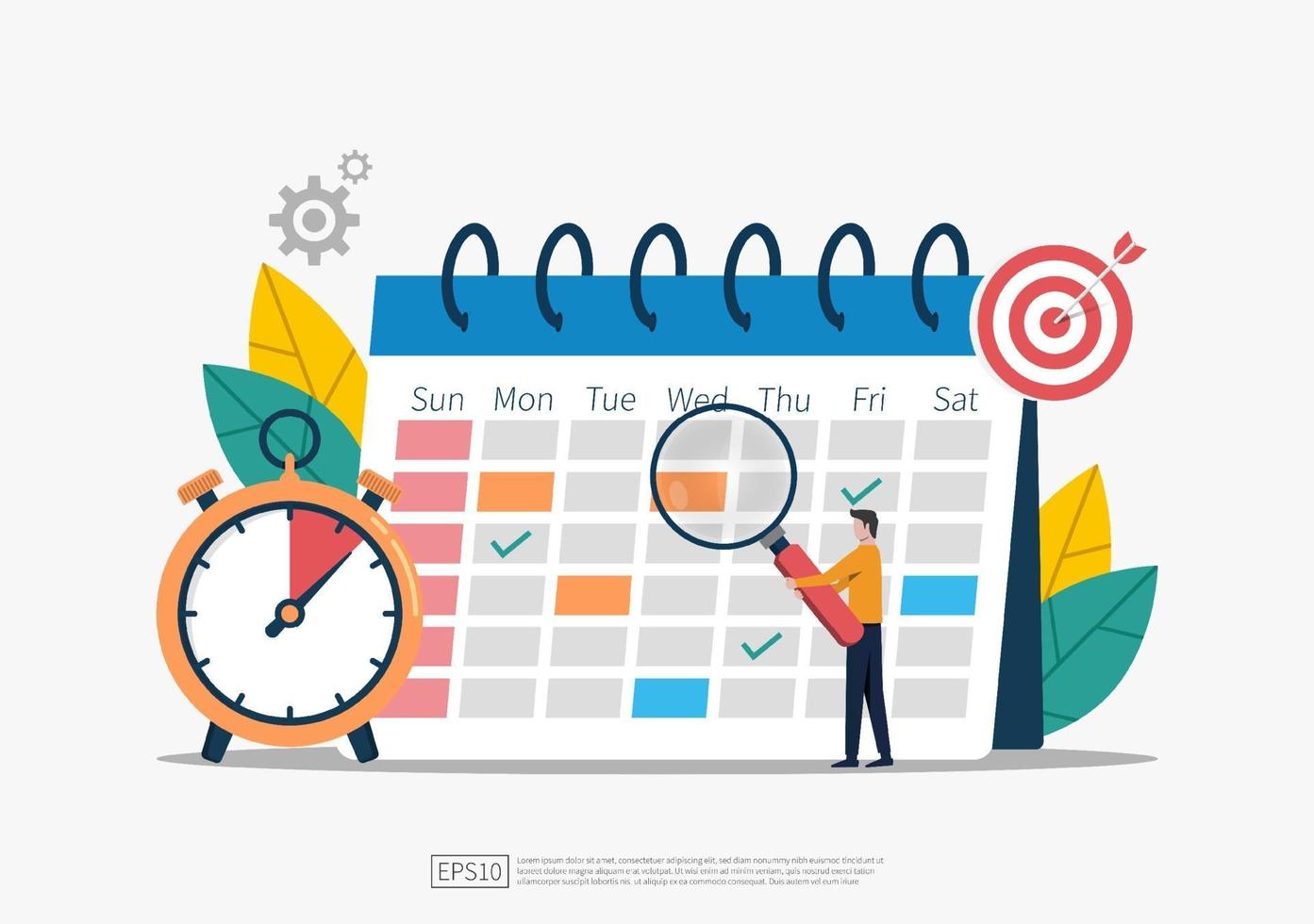 horario y planificación concepto evento e ilustración del grupo de trabajo vector