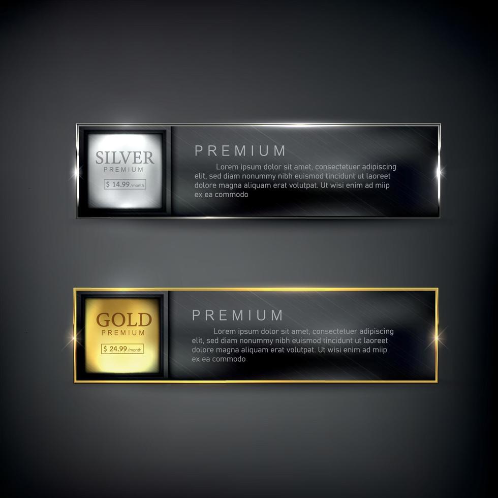 Buttons set web gold and silver steel on background color black vector