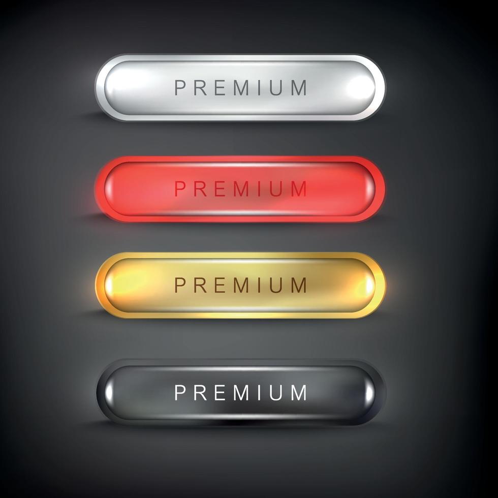 Buttons set web steel on background color black vector
