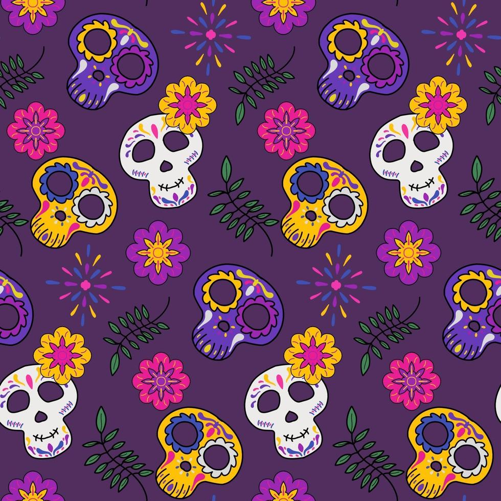 day of the dead seamless pattern background vector