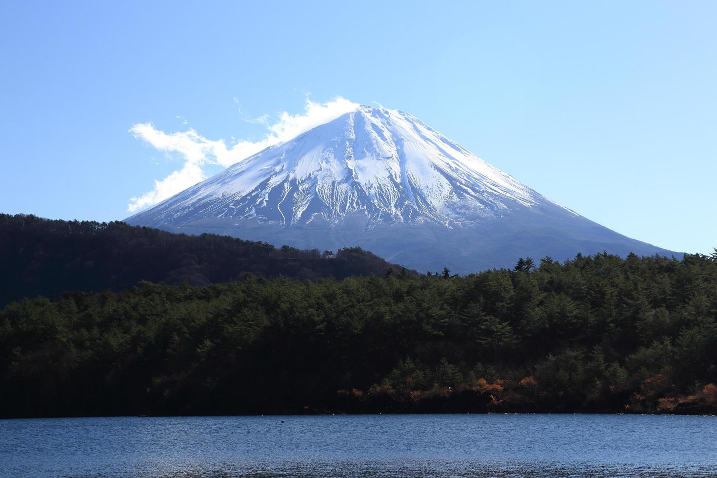 Mount Fuji and Lake Saiko in Japan photo