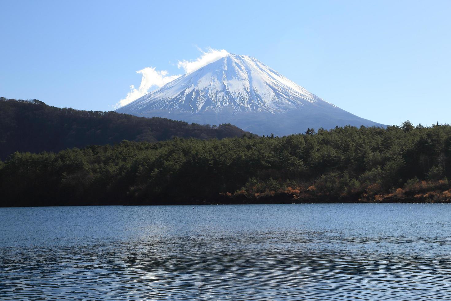 Mount Fuji and Lake Saiko in Japan photo