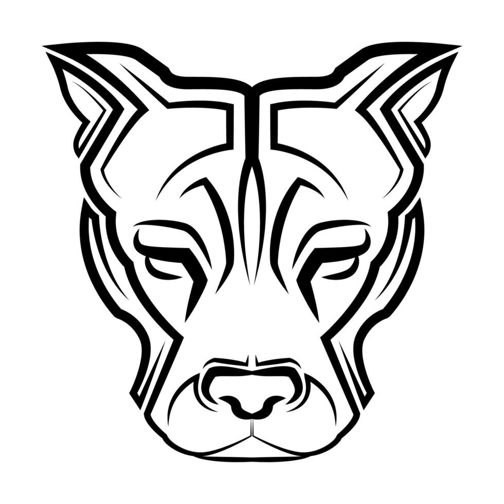 arte lineal en blanco y negro de la cabeza de perro pitbull vector